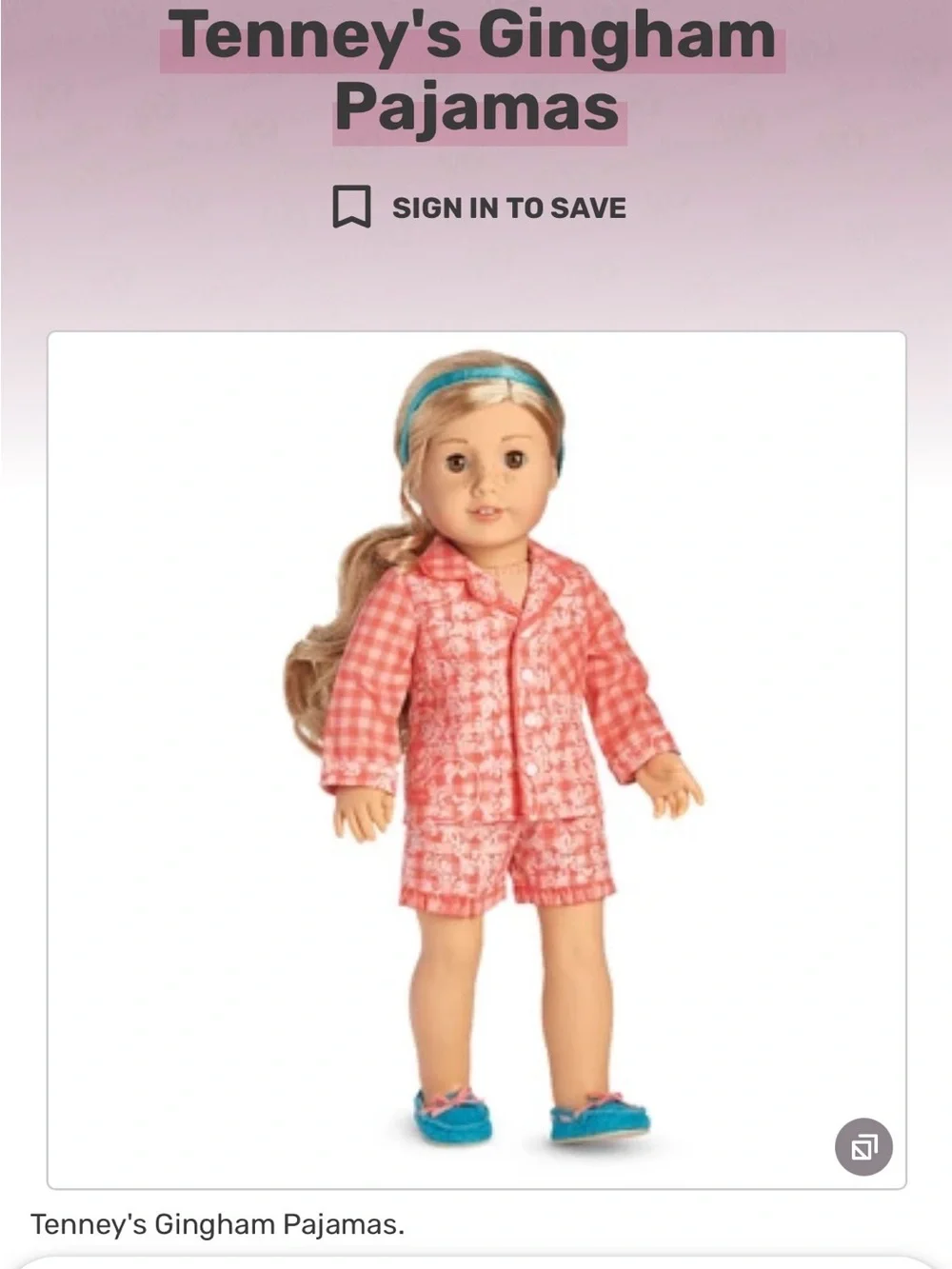 American Girl Coral Pink Patterned Pajama Set